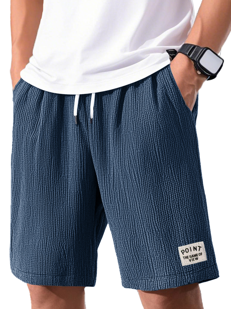 Men's Fashion Casual Short-sleeved Pleated Fabric Shorts-tidenox