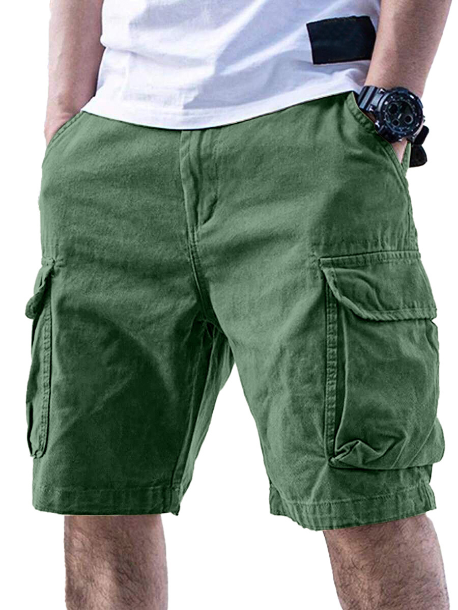 Men's Casual Solid Color Cargo Shorts-tidenox