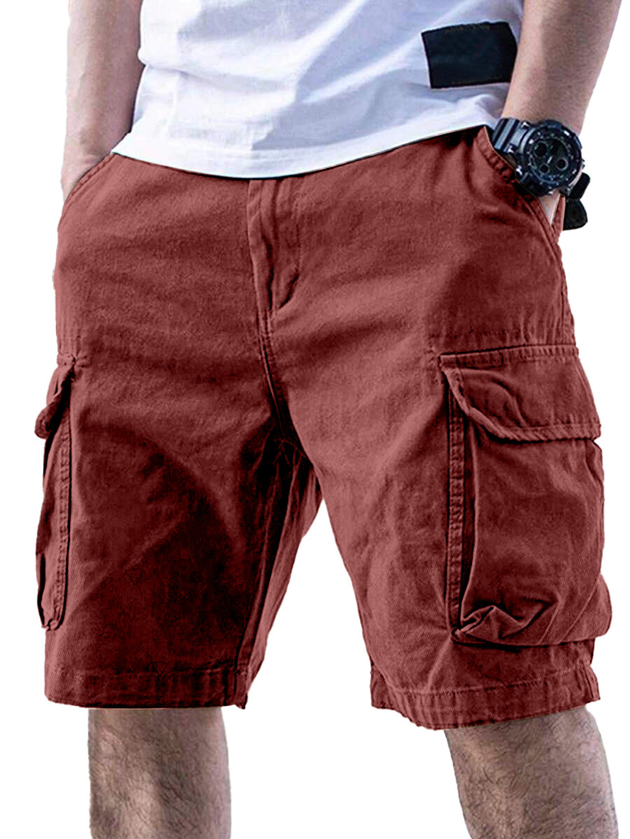 Men's Casual Solid Color Cargo Shorts-tidenox