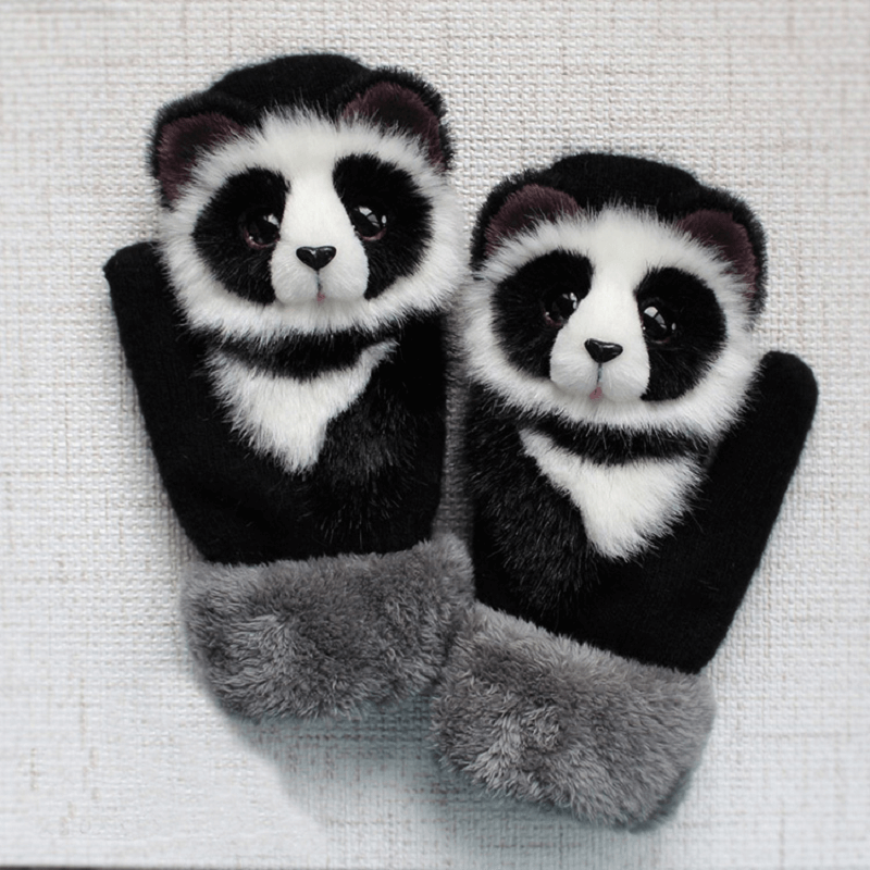 Hand-knitted Animal Mittens-tidenox