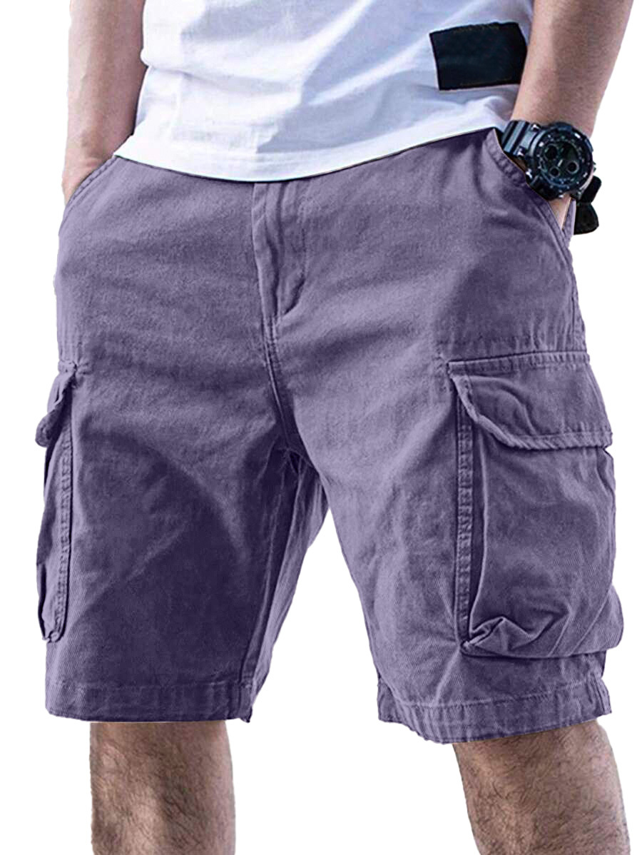 Men's Casual Solid Color Cargo Shorts-tidenox