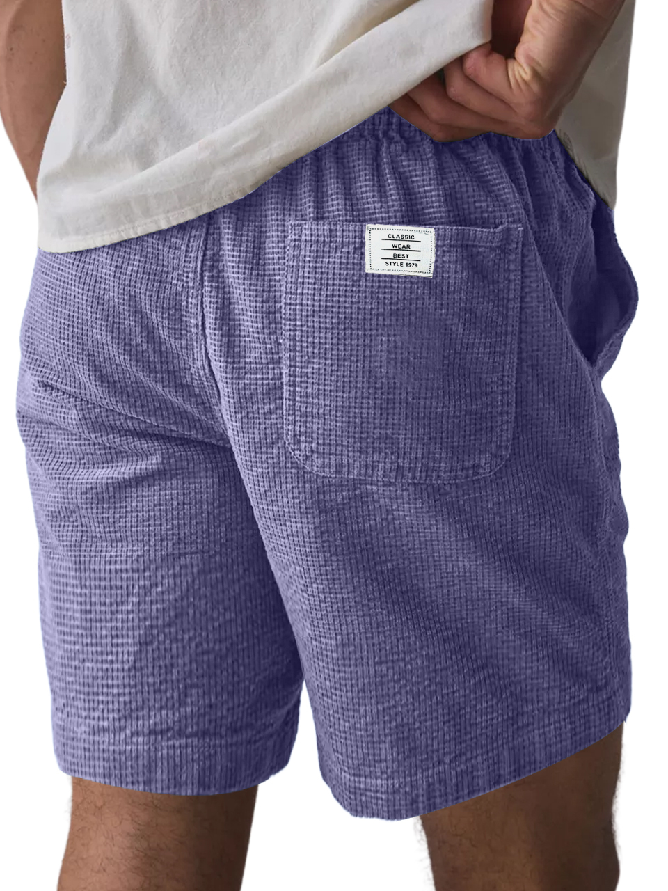Men's Everyday Waffle Pocket Logo Solid Shorts-tidenox