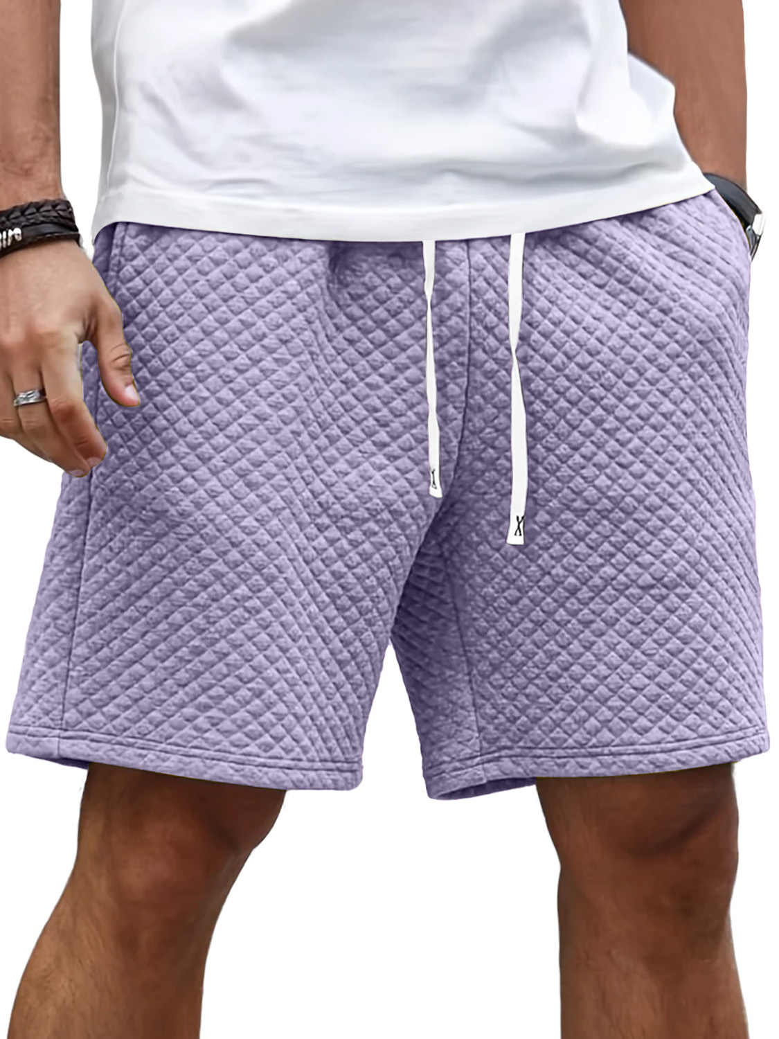Men's Daily Diamond Elastic Waist Casual Shorts-tidenox