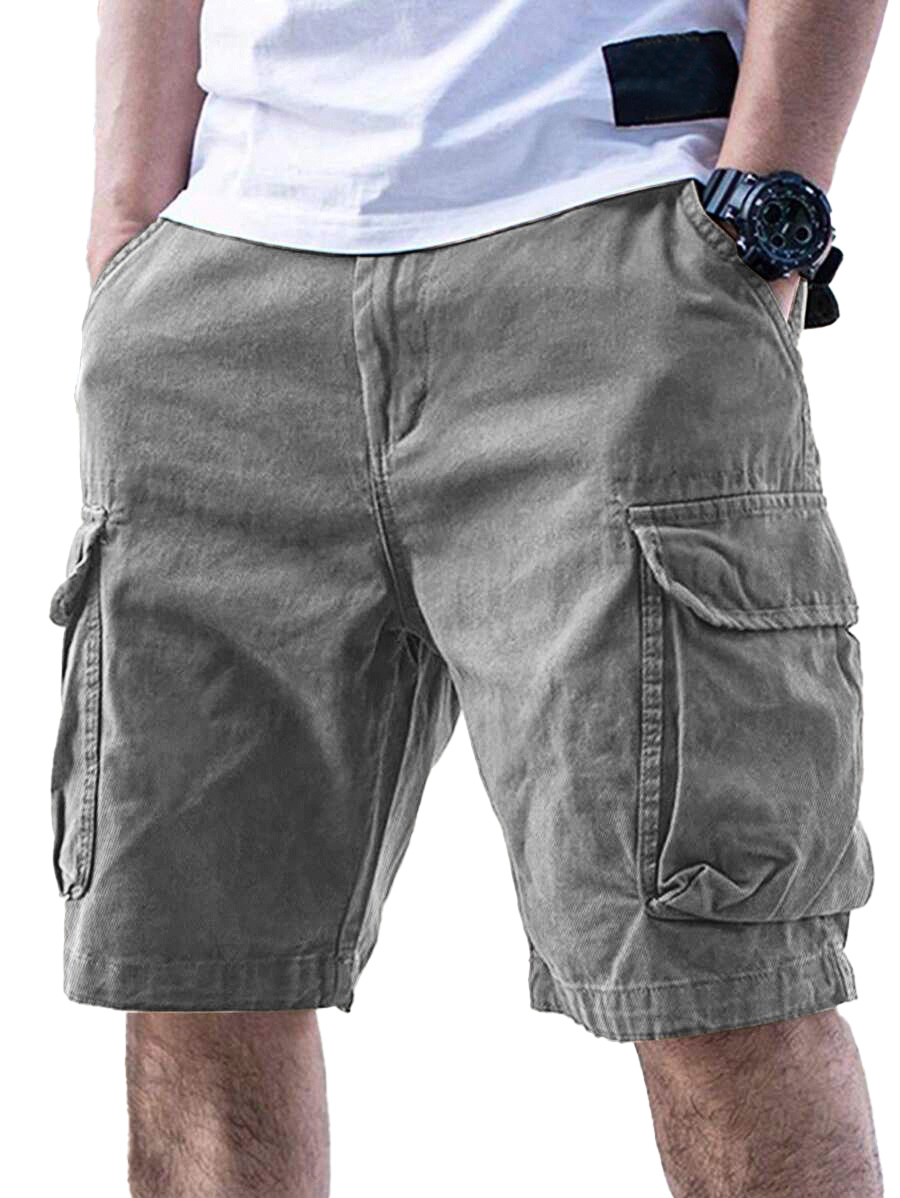 Men's Casual Solid Color Cargo Shorts-tidenox