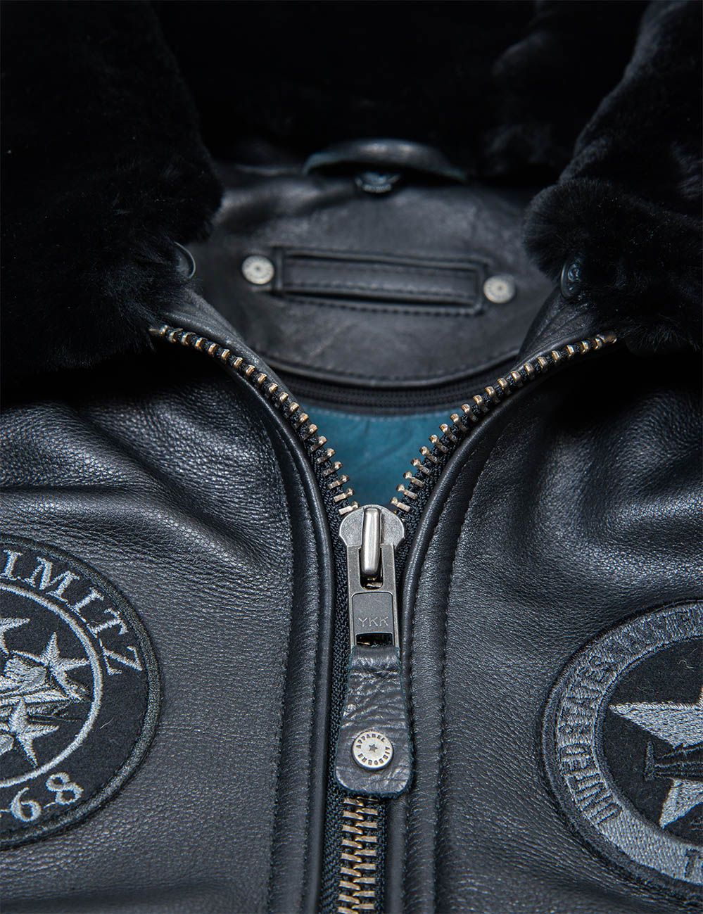 TOP GUN JOLLY ROGERS FLIGHT LEATHER JACKET BLACK[FREE SHIPPING TODAY]-tidenox