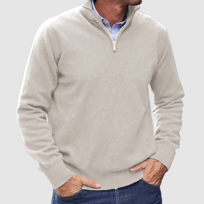 Men's Cashmere Zipper Basic Sweater-tidenox