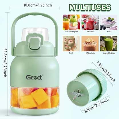 BPA-Free Electric Citrus Juicer 17 oz, Straw, Two Lids, Portable Blender for Smoothies, Shakes, Food Prep & Frozen Blending - Outdoorfun