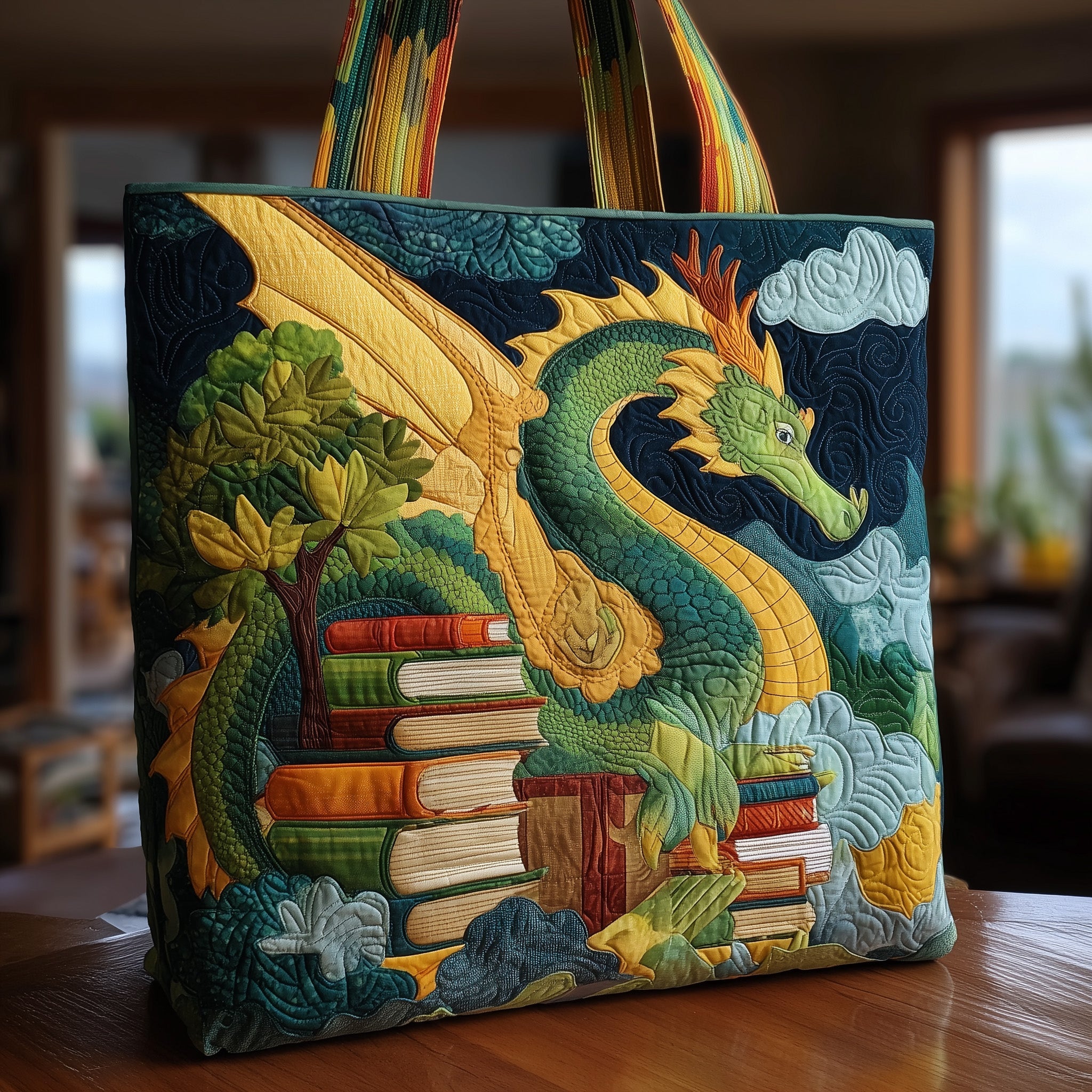 Dragon Quilted Tote Bag GFTONL5034-tidenox