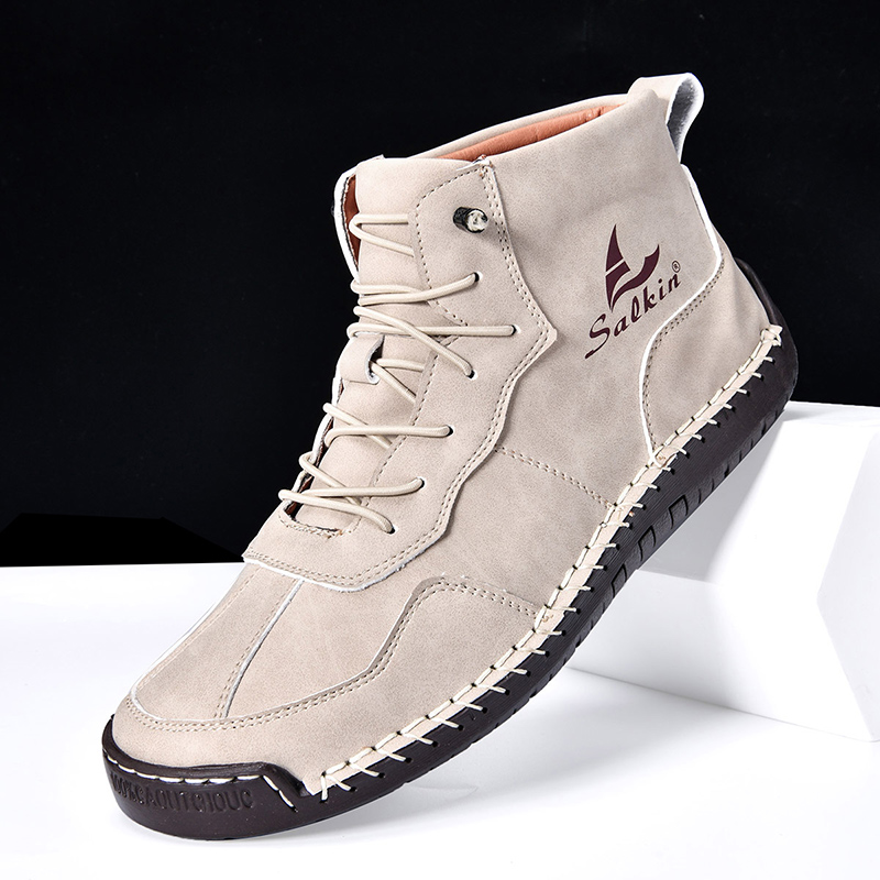 (⏰Limited Time Sale 70% OFF) Men's Orthopedic Comfortable - Leather Boots - Waterproof, Non-Slip, Arch Support, Wide Toe, Shock-Absorbing, Outdoor Leather Boots-tidenox