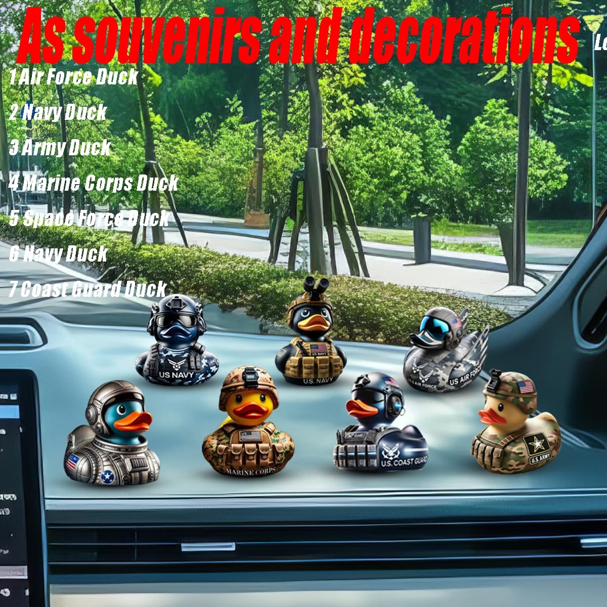 EROCK Military Branch Resin Duck - Hand-Painted Collectible Miniature for Car Dashboard, Office Desk, Home Decor - Air Force/Navy/Army/Space/Coast Guard/Camouflage（Army