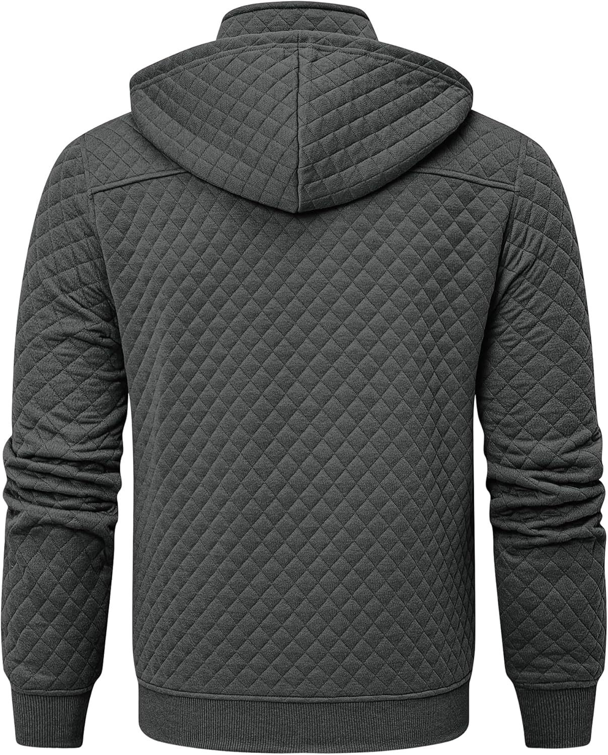 Men's Quilted Hoodies Casual Long Sleeve Quarter-Zip Pullover Sweatshirt with Pockets-tidenox