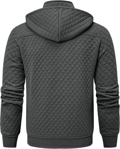 Men's Quilted Hoodies Casual Long Sleeve Quarter-Zip Pullover Sweatshirt with Pockets-tidenox