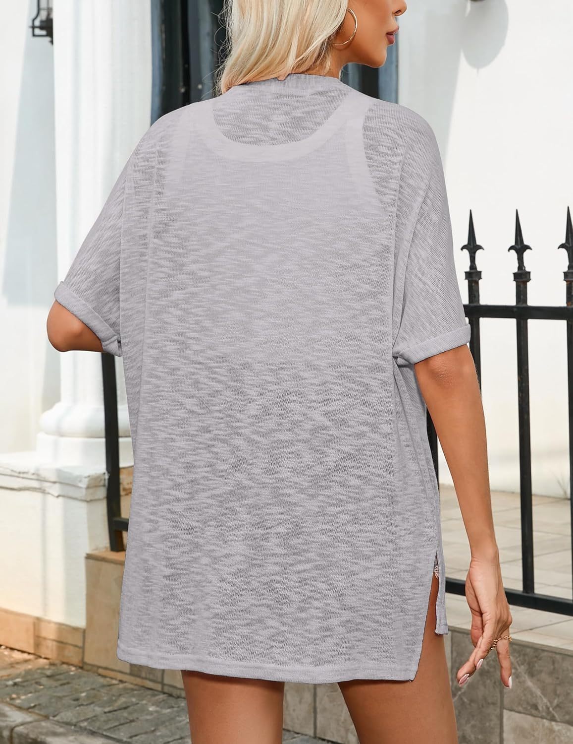 Zeagoo 3/4 Sleeve Cardigans Open Front Beach Coverup-tidenox