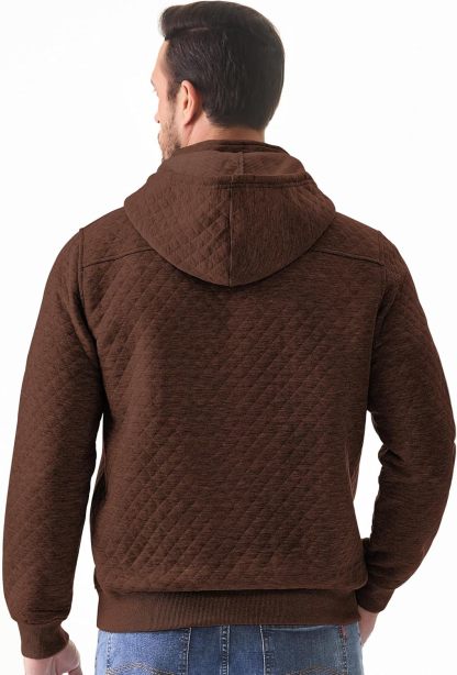 Men's Quilted Hoodies Casual Long Sleeve Quarter-Zip Pullover Sweatshirt with Pockets-tidenox