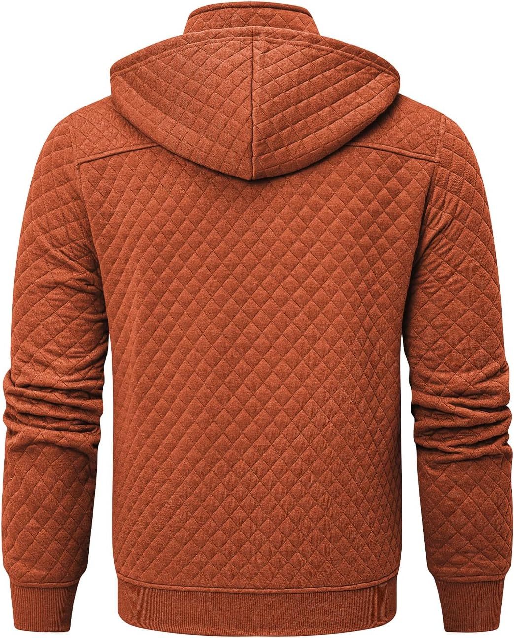 Men's Quilted Hoodies Casual Long Sleeve Quarter-Zip Pullover Sweatshirt with Pockets-tidenox