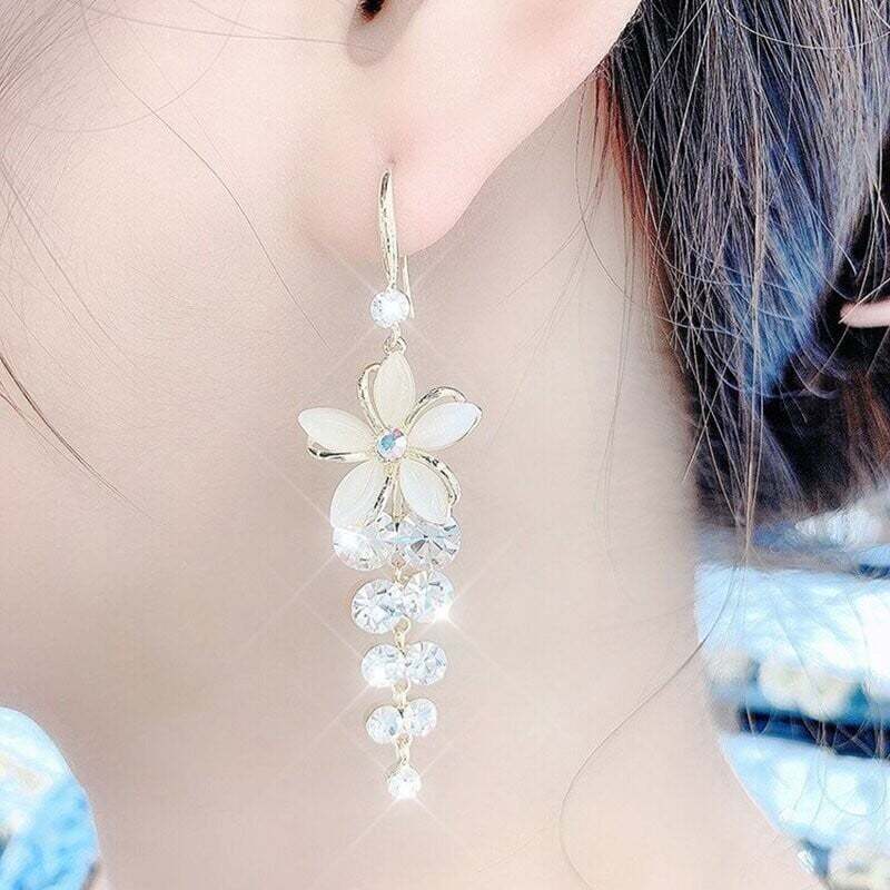 Fashion Flower Zircon Earrings-tidenox