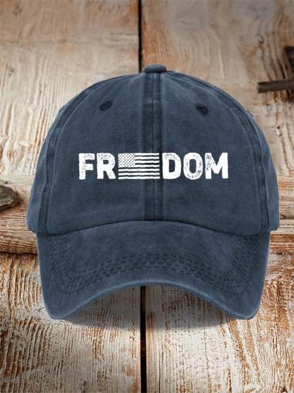 Unisex Freedom American Flag Print Baseball Cap-tidenox