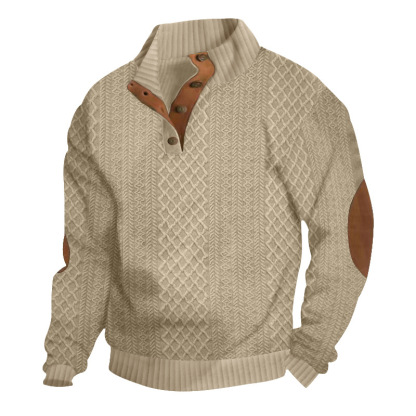 Men's Outdoor Casual Stand Cashmere Button Long Sleeve Sweater-tidenox