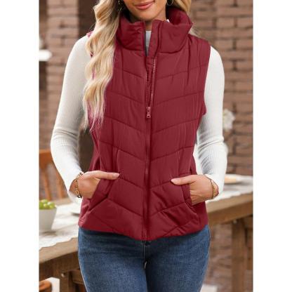 ✨️Cozy Without Bulk: Puffer Vest Women Sleeveless Zip Up Outerwear-tidenox