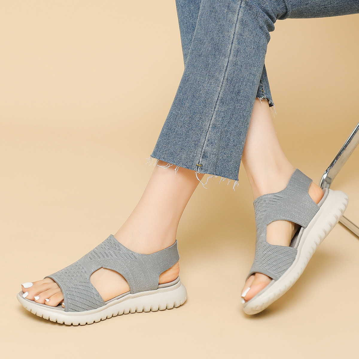 Orthopedic Sandals Cushion Walk Fly Knit Sporty Sandal EEE Fit-tidenox