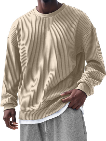 Men's Casual Solid Color Pit Long Sleeve T-Shirt-tidenox