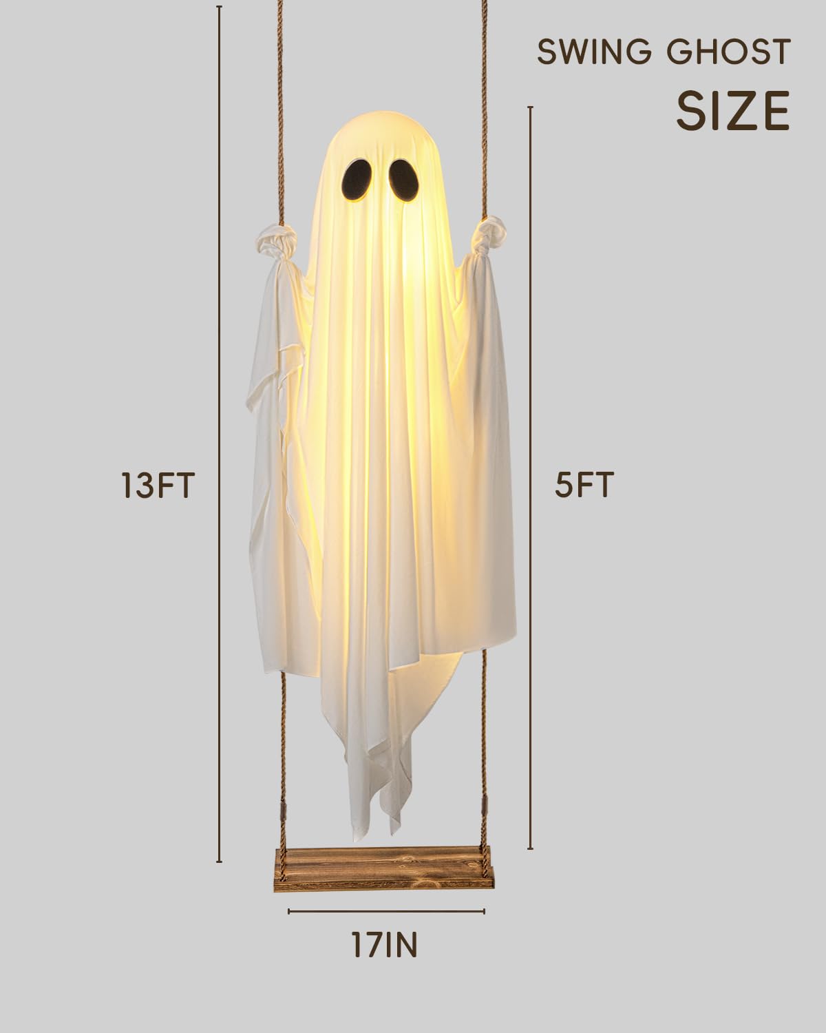🔥ON SALE🔥Hanging Swing Ghost Halloween Decor with String Lights-tidenox