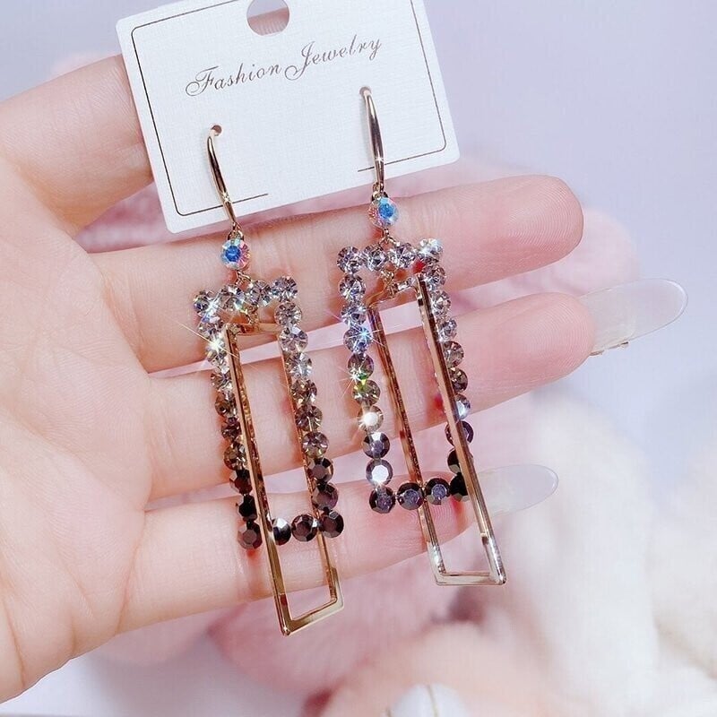Shiny Geometric Square Earrings-tidenox