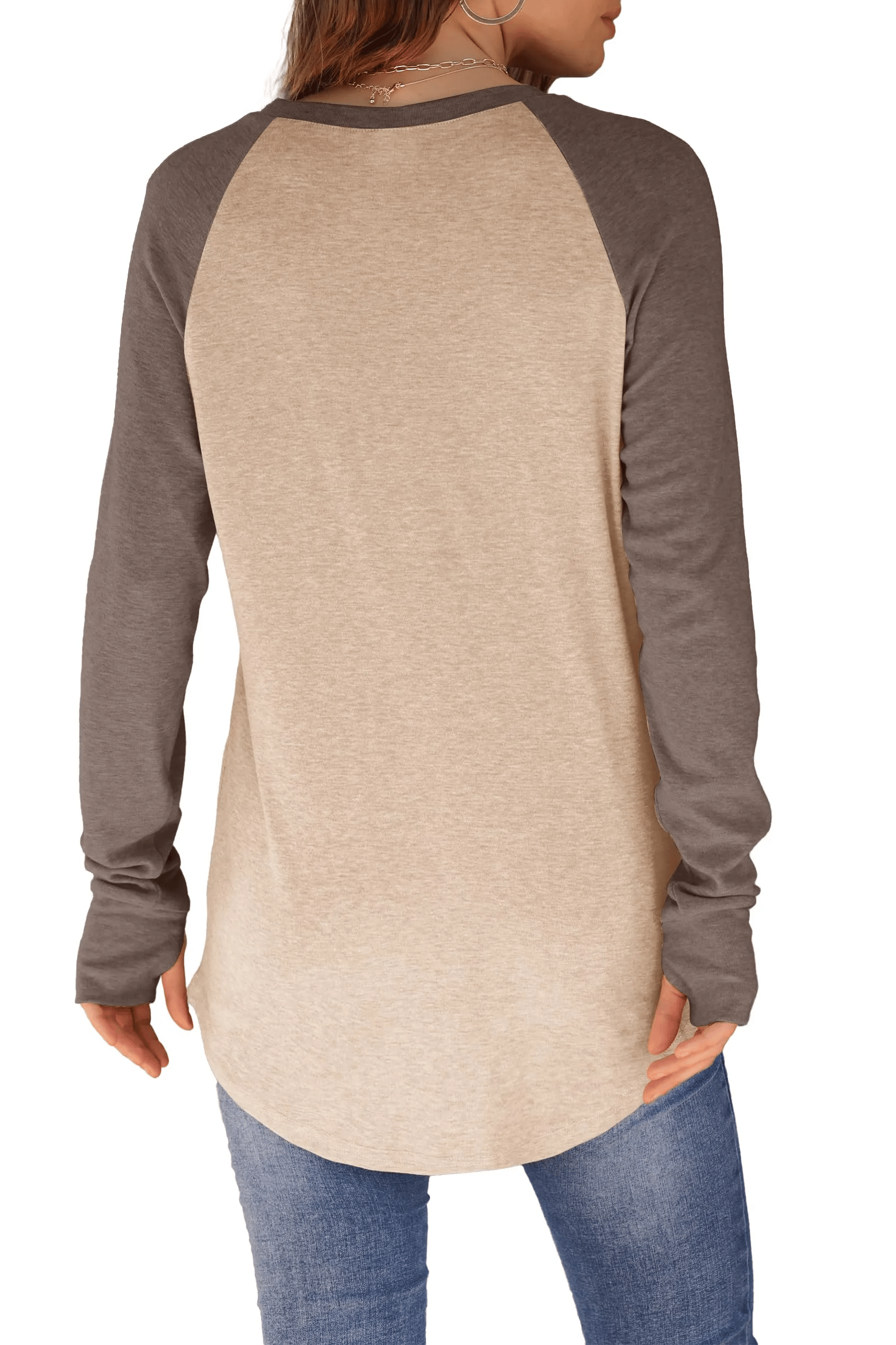 ✨Womens Long Sleeve Thumb Hole Shirts Tunic Tops to Wear with Leggings-tidenox