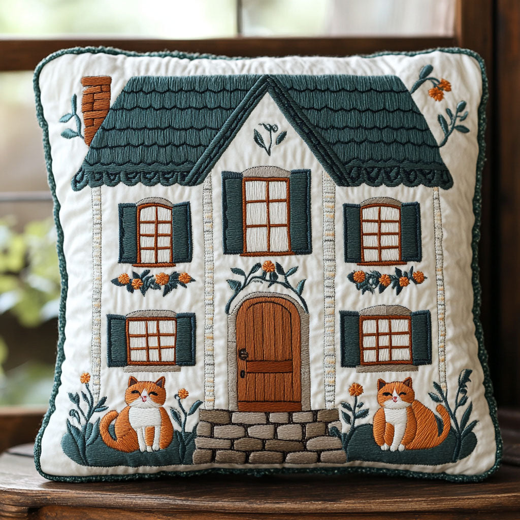 Cozy Cottage Cat WJ1902031CL Quilt Pillow Case-tidenox
