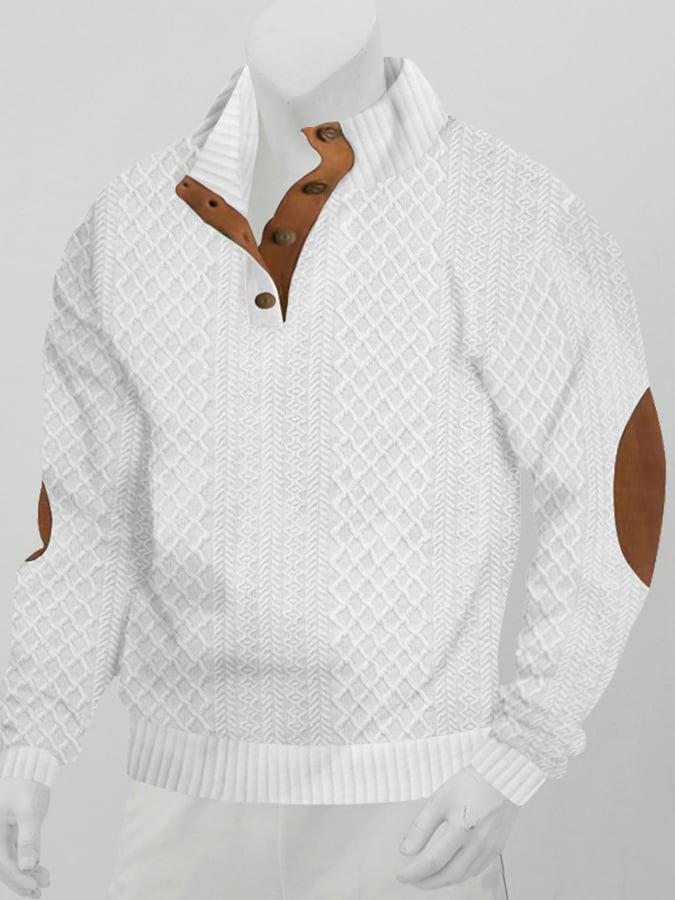 Men's Comfy Outdoor Casual Stand Button Long Sleeve Sweater-tidenox