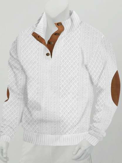 Men's Comfy Outdoor Casual Stand Button Long Sleeve Sweater-tidenox