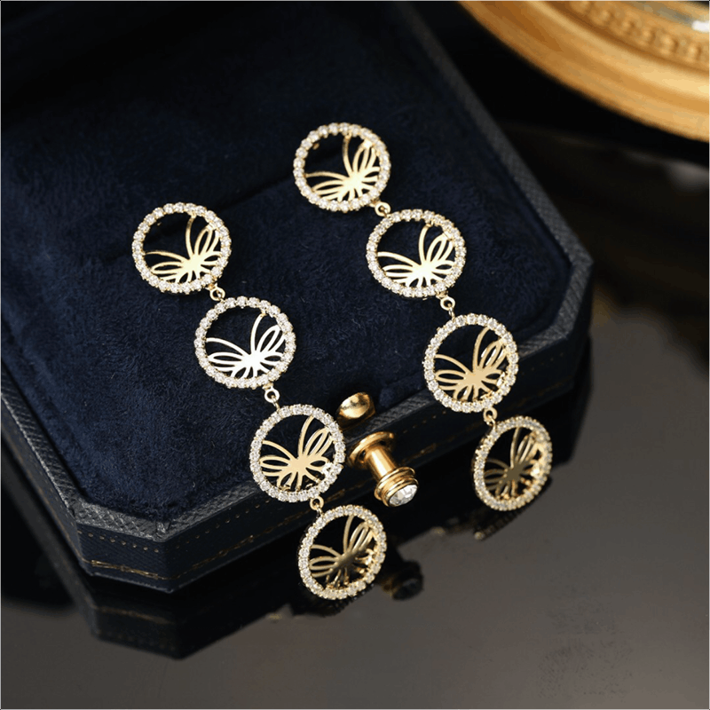 Butterfly tassel earrings-tidenox