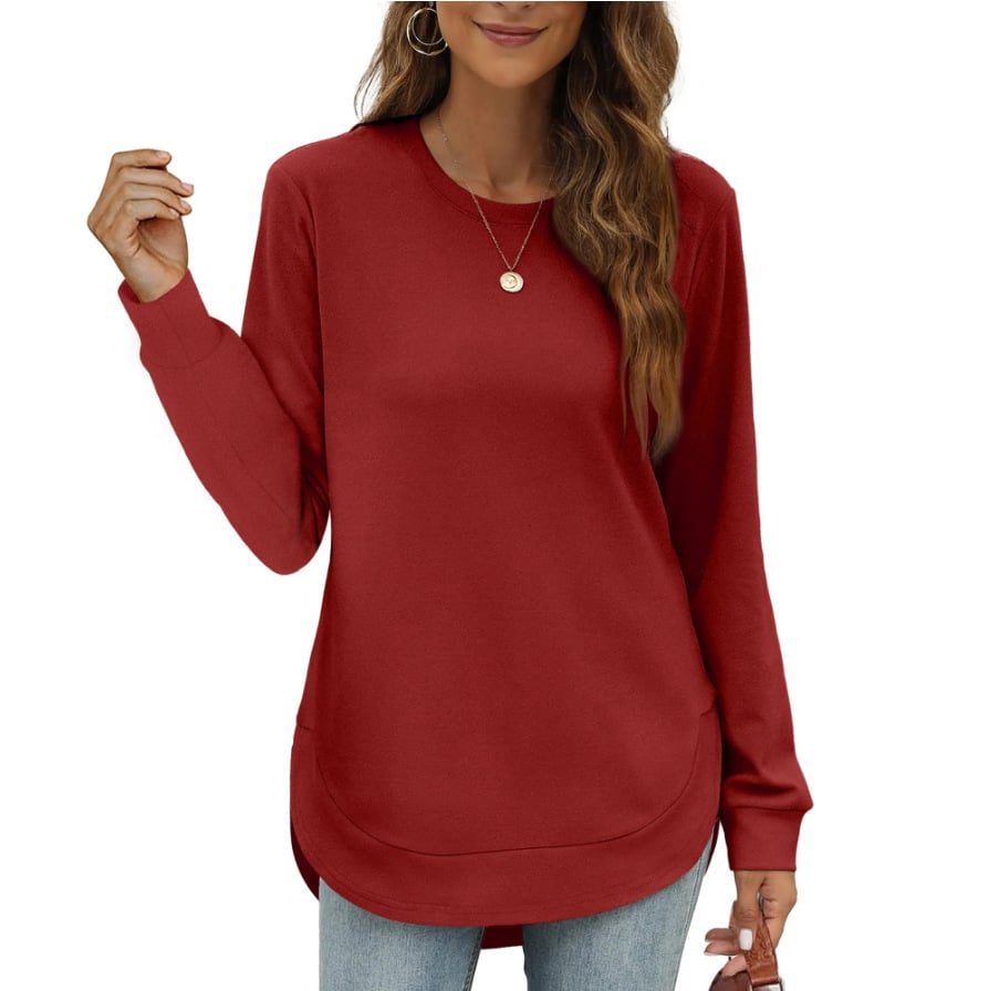 ⏰Hot Sale-Women's Sweatshirt Crewneck Curved Hem-tidenox