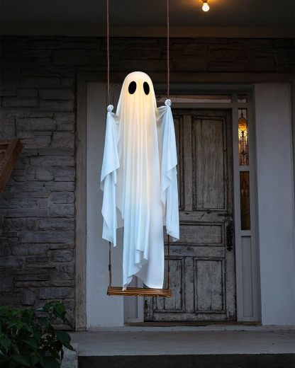 🔥ON SALE🔥Hanging Swing Ghost Halloween Decor with String Lights-tidenox
