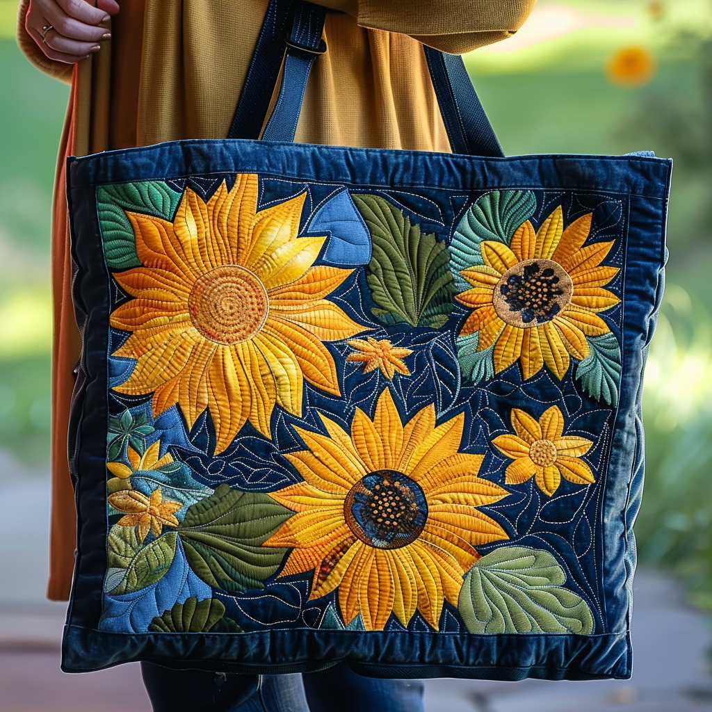 Vibrant Sunflowers Quilted Tote Bag NCU0TH496-tidenox