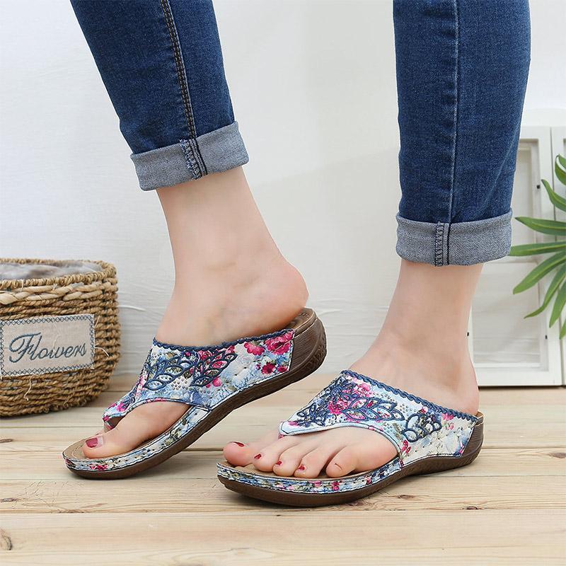 Women's Clip Toe Colorful Flip Flops Stitching Beach Casual Sandals-tidenox