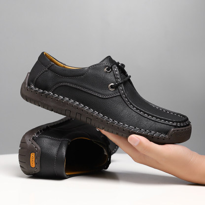 ORNGMALL New Spring Formal Shoes for Men Luxury Brand Men Shoes Fashion Casual Shoes Lace-Up Men Leather Shoes Leather Flat Shoes Big Size 38-48