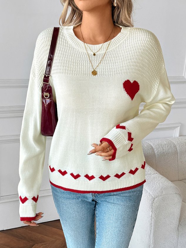 Knitted Casual Crew Neck Sweater-tidenox