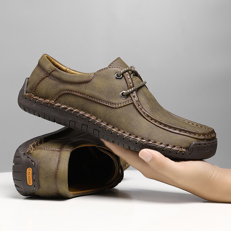 ORNGMALL New Spring Formal Shoes for Men Luxury Brand Men Shoes Fashion Casual Shoes Lace-Up Men Leather Shoes Leather Flat Shoes Big Size 38-48