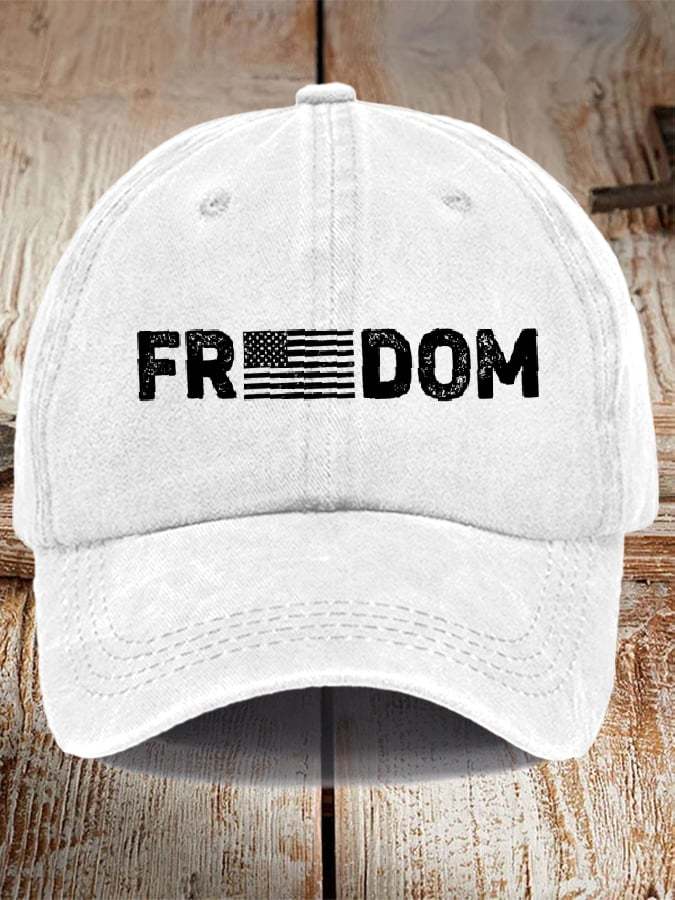 Unisex Freedom American Flag Print Baseball Cap-tidenox
