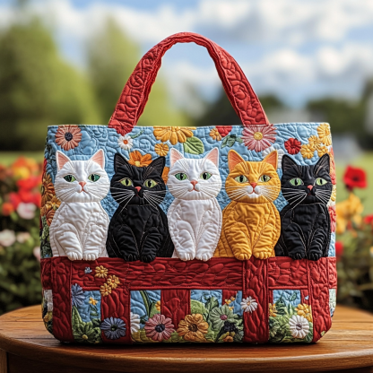 Colorful Cat Quilted Tote Bag NCU0DK9705-tidenox