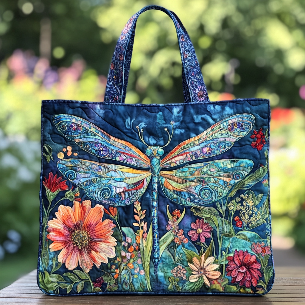 Dragonfly Whisper Quilted Tote Bag NCU0DK8831-tidenox