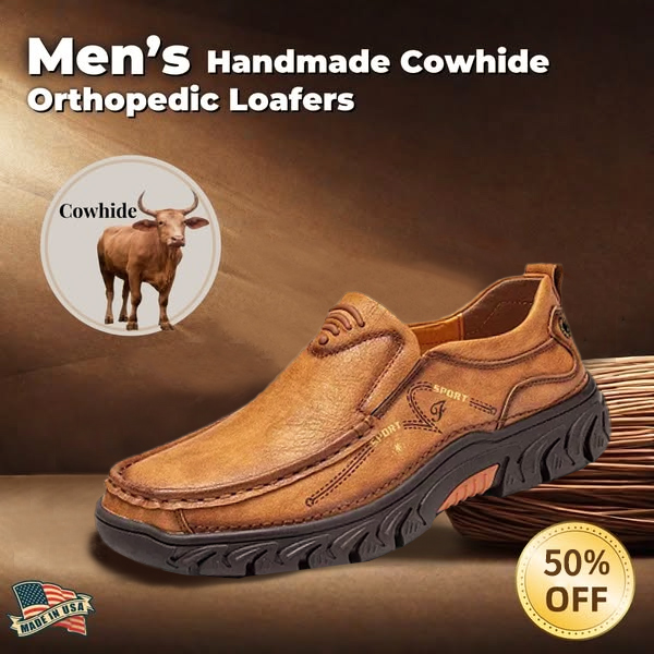 Men's handmade genuine leather orthopedic loafers-tidenox