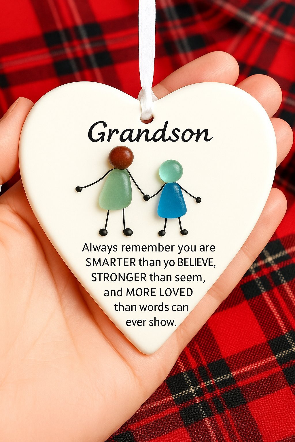 Heart-Shaped Sea Glass Ornament🌊✨Friendship, Grandchildren & Timeless Bonds-tidenox