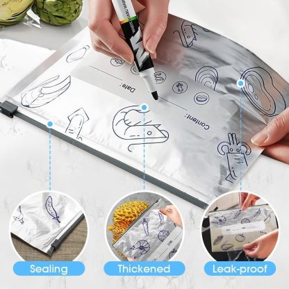 ✨ Reusable Aluminum Foil Sealable Food Storage Bags | Lock in Freshness, Prevent Leaks & Organize Your Kitchen ♻️🔒-tidenox