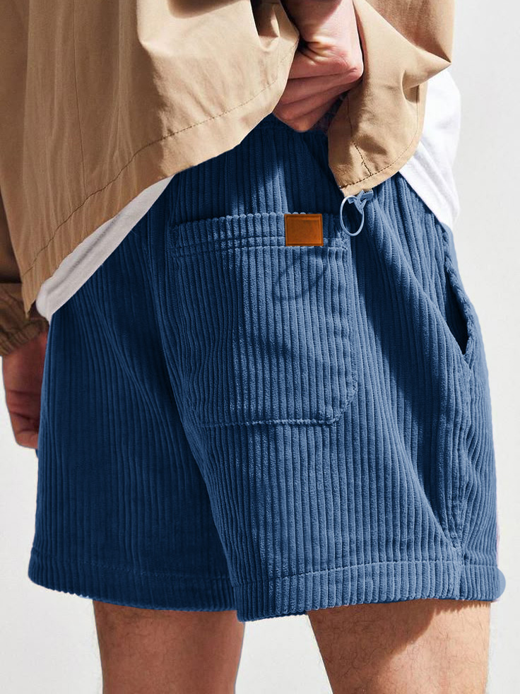 Men's Fashion Retro Sports Corduroy Fabric Shorts-tidenox