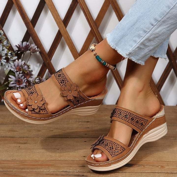 🔥Last Day Promotion 50% OFF - Floral Wedge Platform Orthopedic Sandals-tidenox
