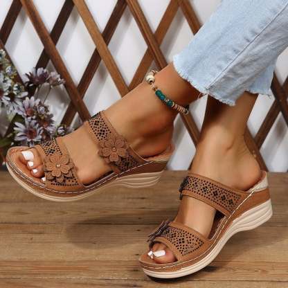 🔥Last Day Promotion 50% OFF - Floral Wedge Platform Orthopedic Sandals-tidenox