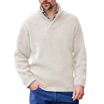 Men's knit jumper V-neck solid color sweater men's sweater-tidenox
