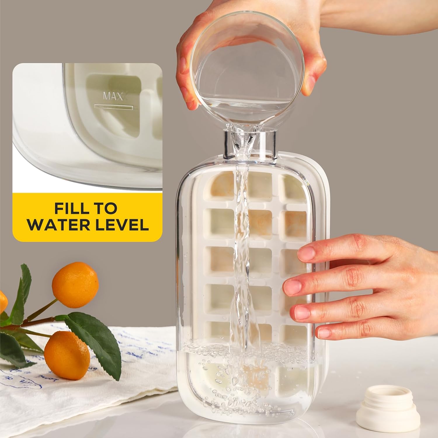 2 IN 1 Ice Cube Water Bottle,Simple Press-Type Ice Cube Water Bottle-Convenient Straw Included-tidenox